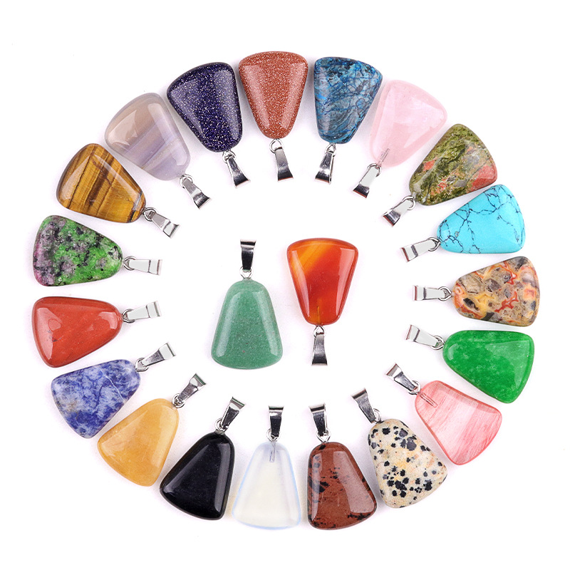 Crystal Pendant Necklace Natural Stone - 20 قطعة/الحقيبة نحت الأبيض كريستال الحجر