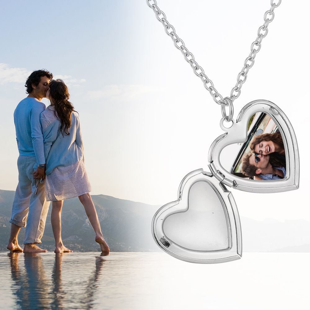 Heart Locket Necklace Photo - سلسلة مجوهرات صديق الموضة للعشاق إلى