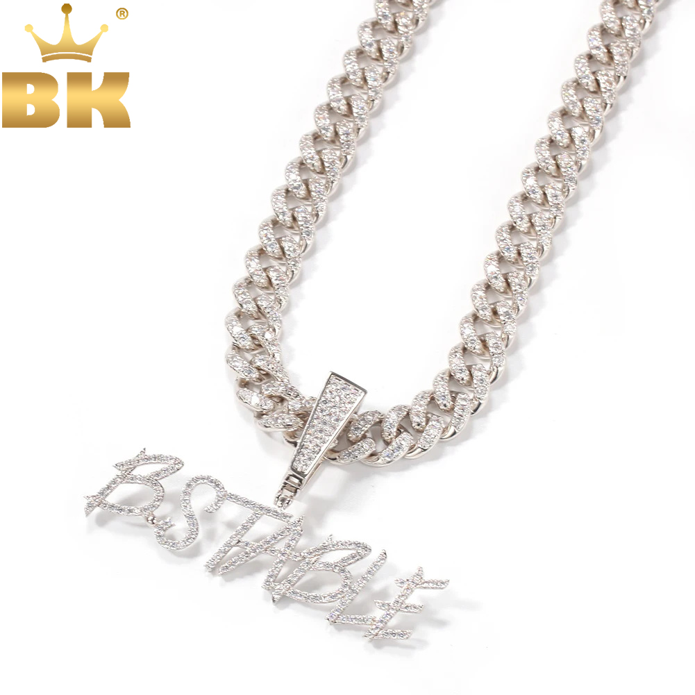 Cuban Link Chain 12Mm - TBTK-قلادة بحرف انحراف اسم مخصص ،