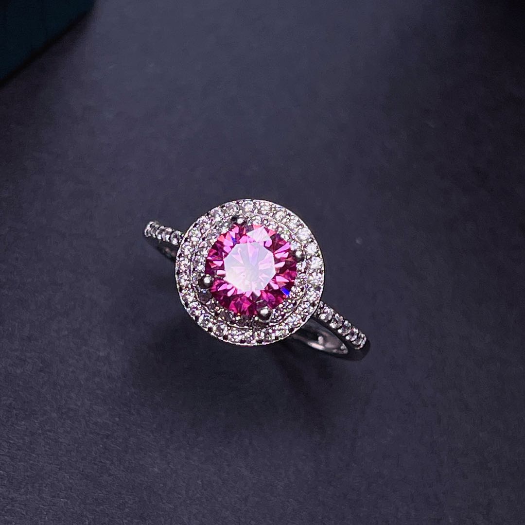 Moissanite Engagement Ring 1 Carat - خاتم جديد وردي طقطقة للنساء خاتم