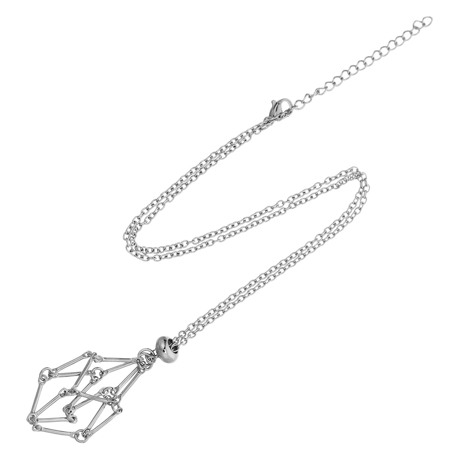 قلادة قفص كريستال من الفولاذ ا - مراجعة Crystal Pendant Necklace Natural Stone وسعره