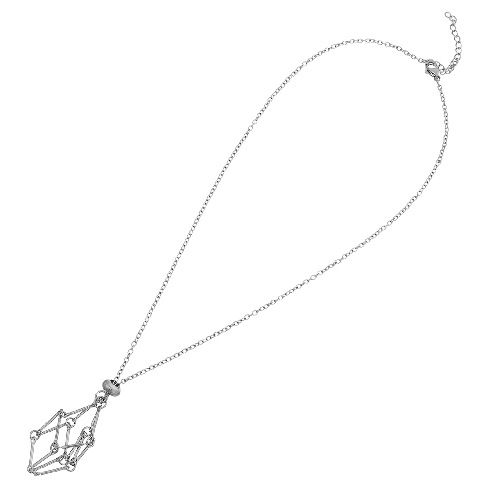 قلادة قفص كريستال من الفولاذ ا - مراجعة Crystal Pendant Necklace Natural Stone وسعره