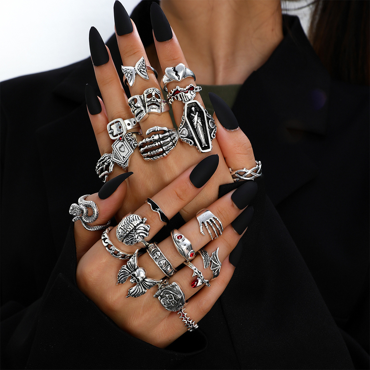مجموعة من 23 قطعة من خواتم الأ - مراجعة Vintage Punk Knuckle Rings Set وسعره