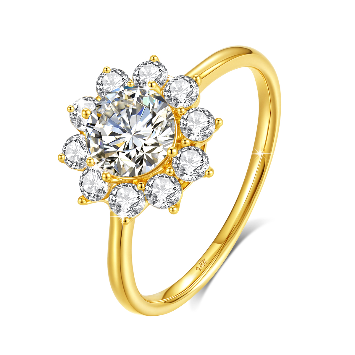 خاتم زهرة ذهبي حقيقي 100٪ عيار - مراجعة Moissanite Engagement Ring 1 Carat وسعره