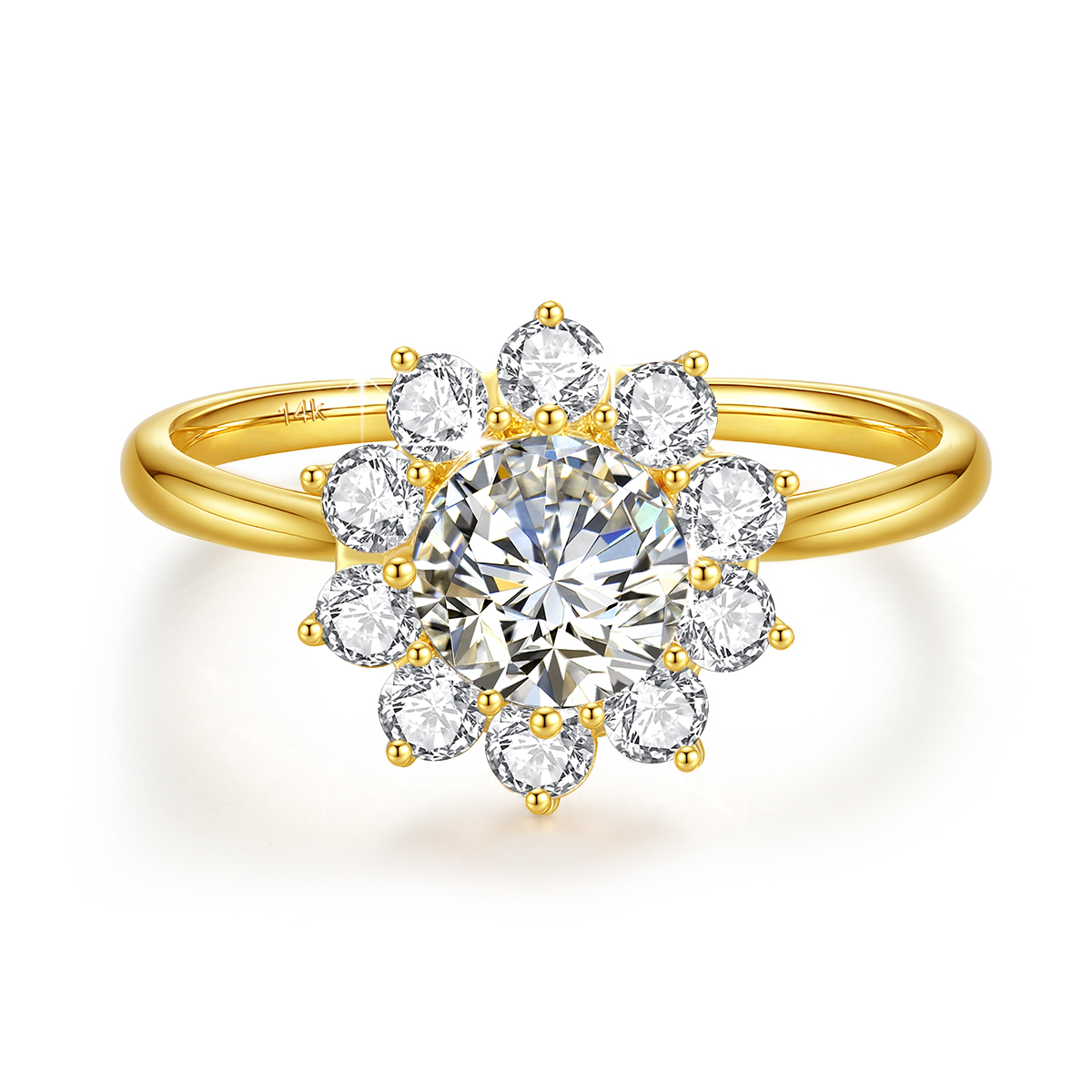 خاتم زهرة ذهبي حقيقي 100٪ عيار - مراجعة Moissanite Engagement Ring 1 Carat وسعره
